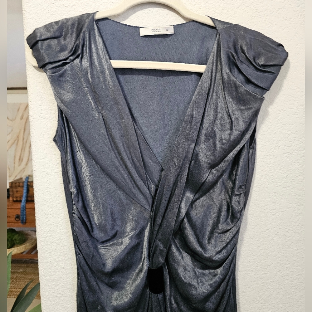 AUTHENTIC PRADA SATIN ASYMMETRIC DRESS SZ 42 / US 6 - Picture 3 of 8